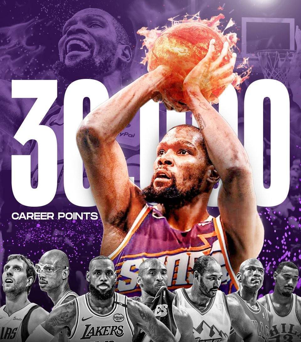 篮网负湖人，杜兰特砍下30分